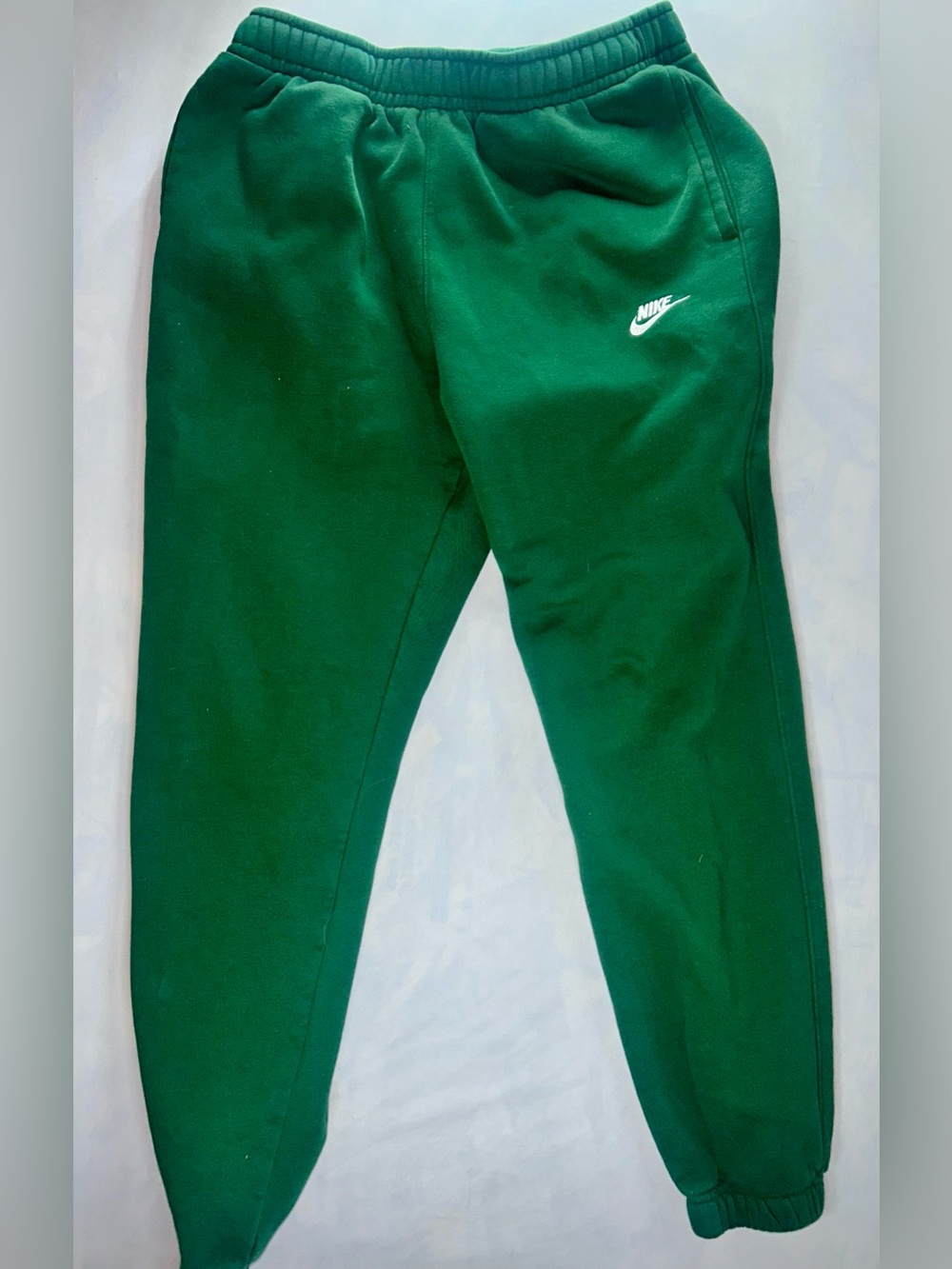 Nike Kids Dark Green Fleece Joggers with White Swoosh